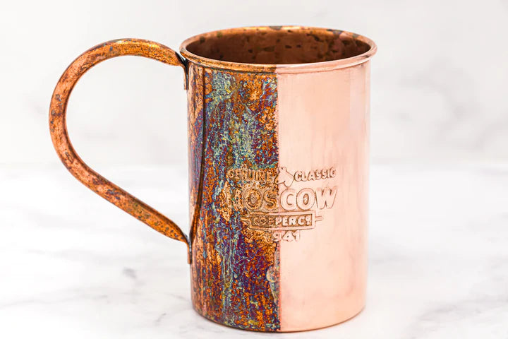 copper mug with patina
