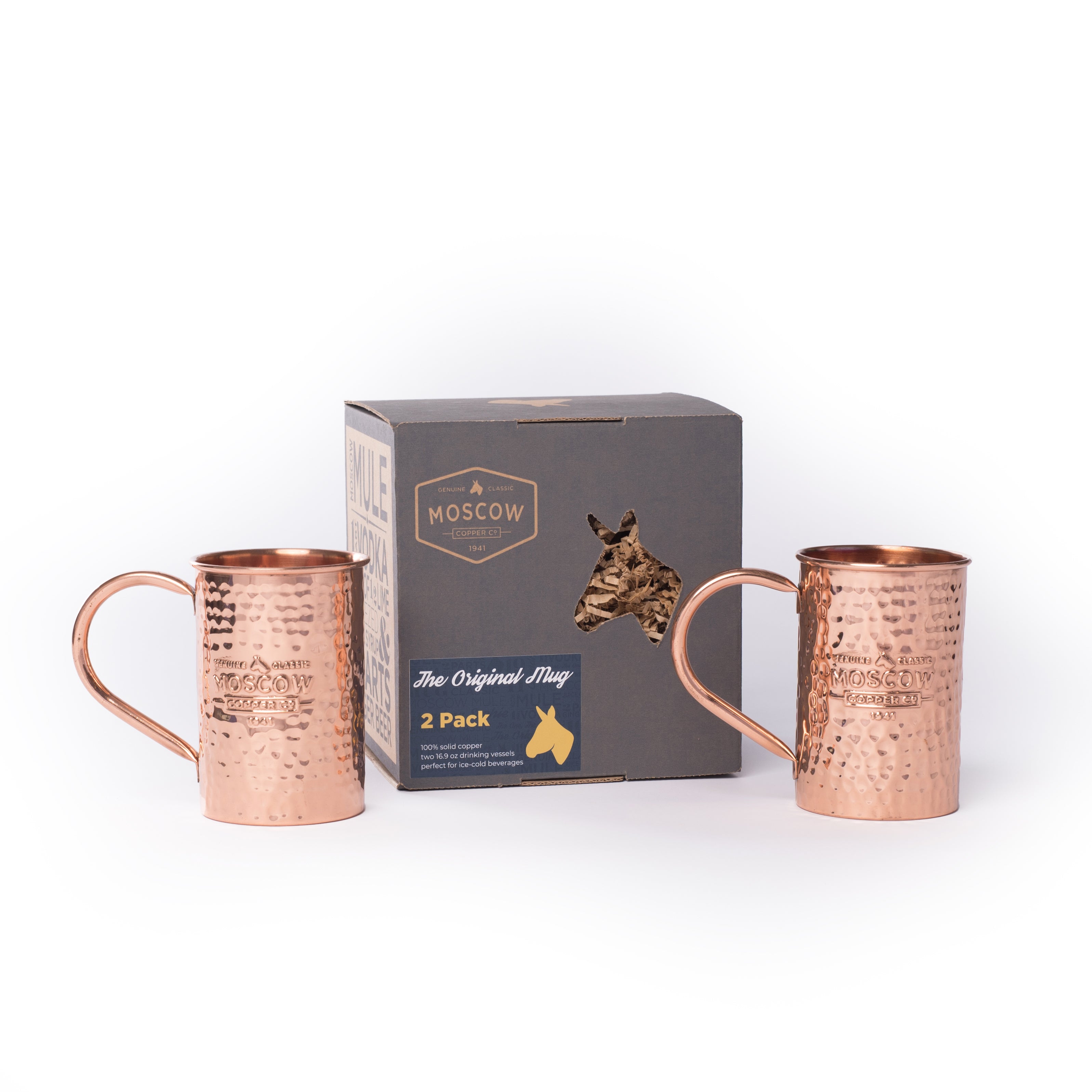 Two Original Moscow Mule Mugs with Gift box Moscow Copper Co.