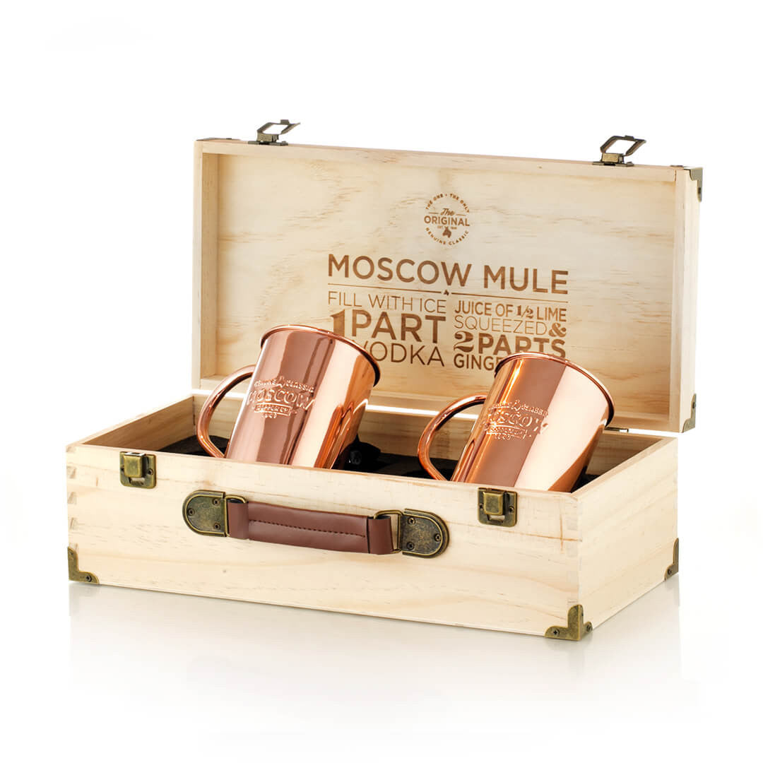 Two Original Moscow Mule Mugs with Collector's Box