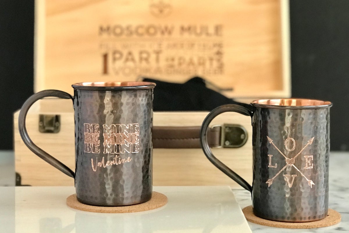 Two Moscow Mule Mugs with Collectors Box | Moscow Copper Mulehead