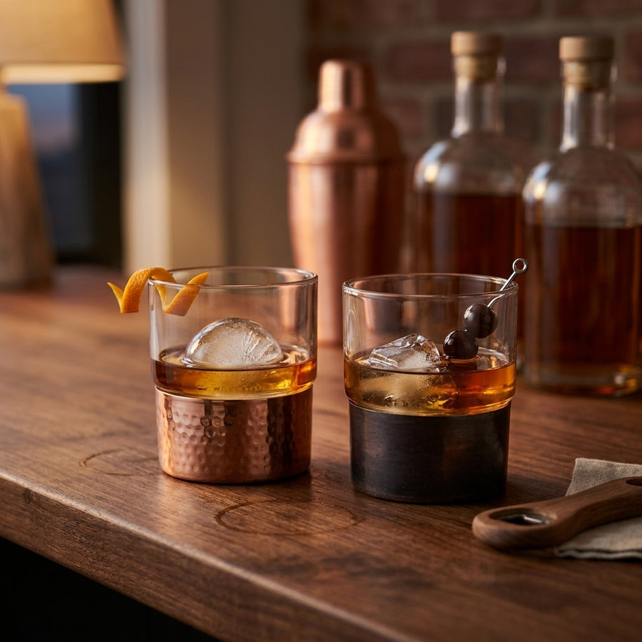 Whiskey Glass with Copper Base