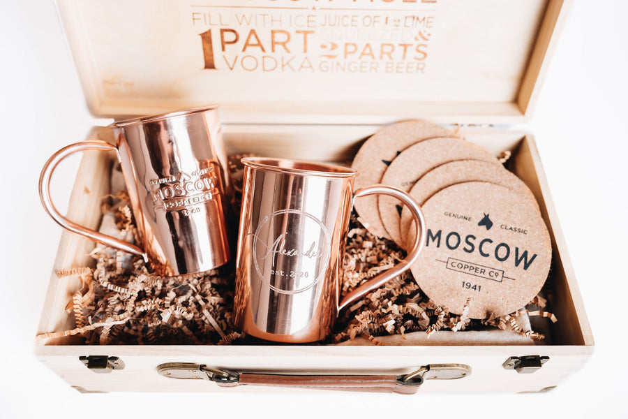 Custom Engraved Monogram Copper Mugs