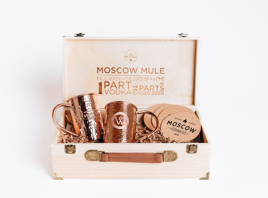 Custom Logo Engraved Moscow Mule Mug Set